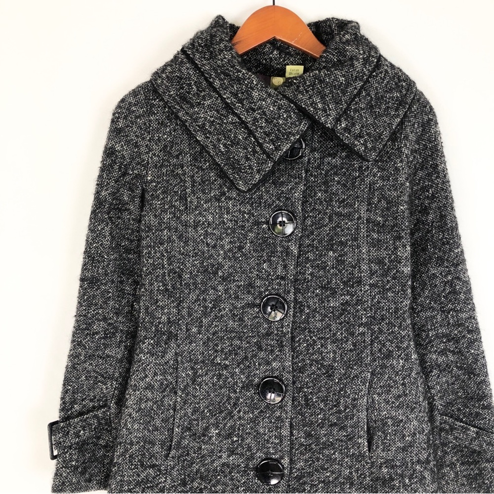 Soia and Kyo Wool Coat Black Gray Size S Petite Overcoat Peacoat - Picture 2 of 9
